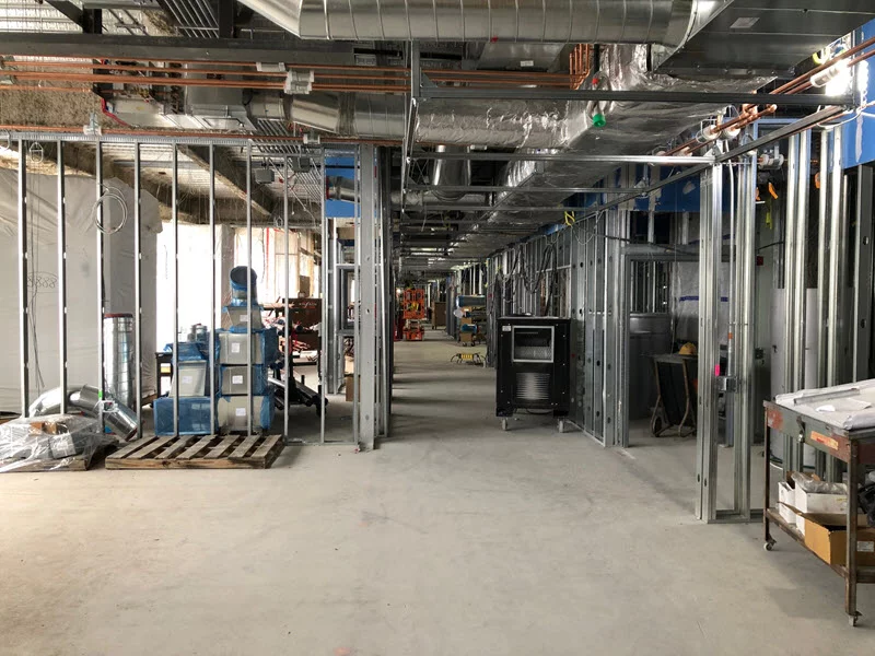 Construction inside Tower 3 at the Anschutz campus