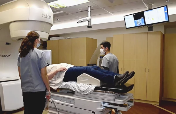 Patient receiving radiotherapy treatment