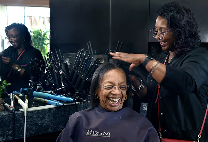 Woman at hair salon