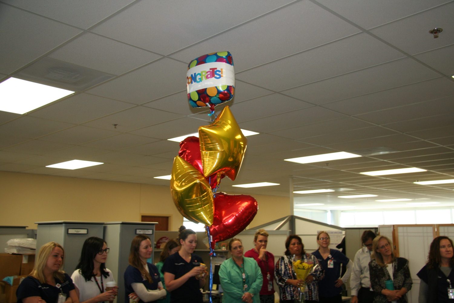 A balloon hovered over the festive gathering