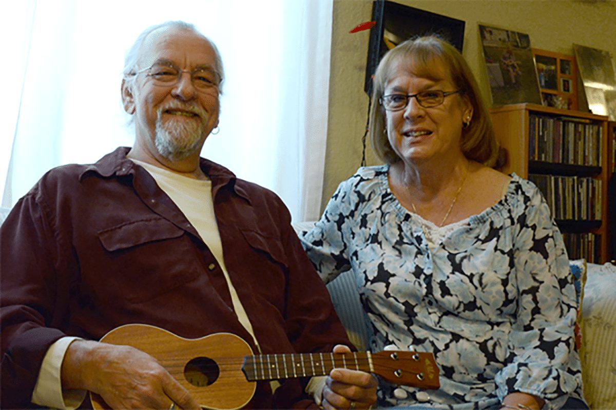 Martin and Kathy Gordon pose for a phote at their Colorado Springs home.