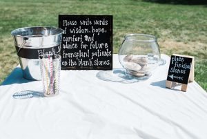 Reunion attendees were invited to write words of wisdom for future transplant recipients on stones. Photo courtesy Kelly Pacic.