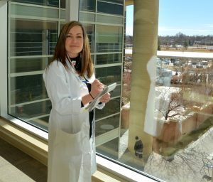 This is a photo of Melanie Sandoval, PhD, MSN, RN, a perioperative research nurse scientist at UCH, who is helping to lead the Go Clear initiative.
