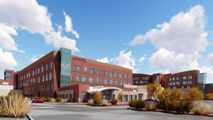 This image shows an artist's rendering of a new addition under construction at UCHealth Memorial Hospital North.