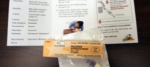 a narcan kit and instructions.