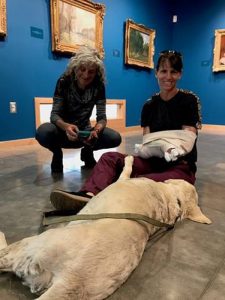 Strong is pictured with her dog and friend Beckie Greer.