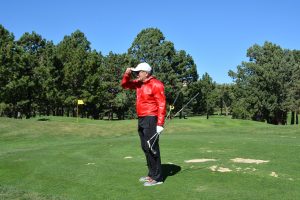 Dr. Peter Schunk gets ready to hit a few balls at The Broadmoor Golf Club in Colorado Springs.