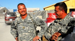 Lt. Col. Richard Weichel, left, with his one of his brothers, while on active duty.
