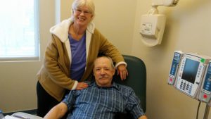 Bill McDuffie and his wife, Grace, are pictured at the UCHealth University of Colorado Cancer Center.