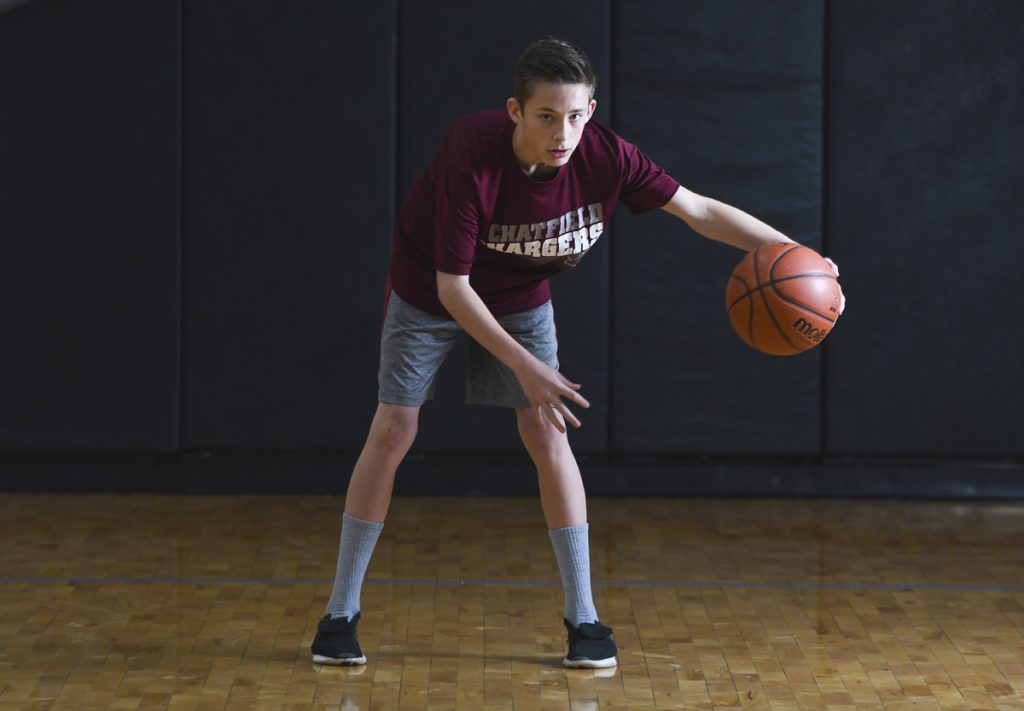 Parker practices his dribbling.