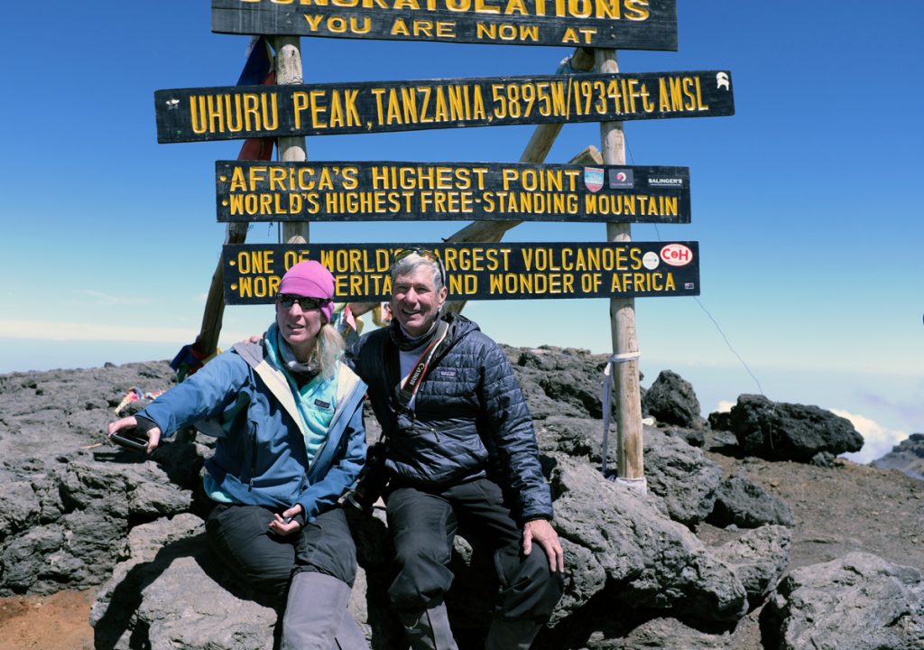 David Brenner with his hiking friend at the summit of Kilimanjaro, during which time he was still battling coronary artery disease.