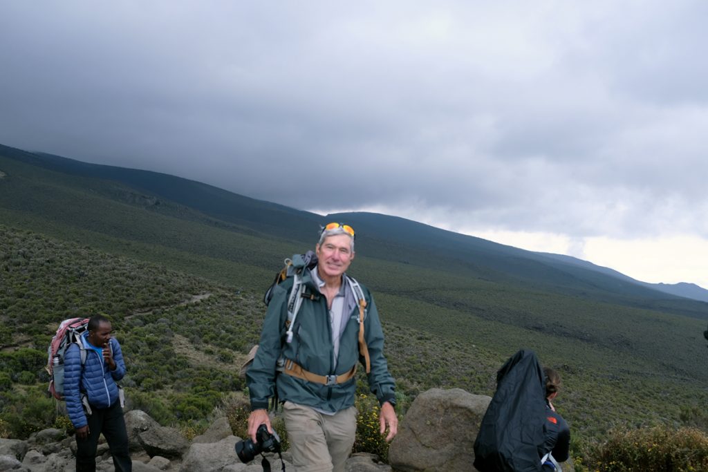 David Brenner hiking Kilimanjaro, during which time he was still battling coronary artery disease.