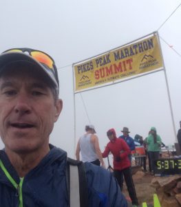 A selfie of David Brenner at the summit of the Pikes Peak Marathon, during which time he was battling coronary artery disease.
