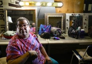 Greg West poses in the dressing room before perfomring in his newest play.Photo by Cyrus McCrimmon for UCHealth.