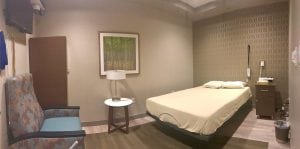 A photo of a sleep lab, with a bed