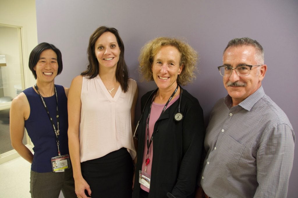 Four doctors pose. They include three women and a man. All provide care for UCHealth's Transgender Program.