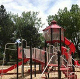 A red playground in Arvada is dedicated to volunteer firefighters.