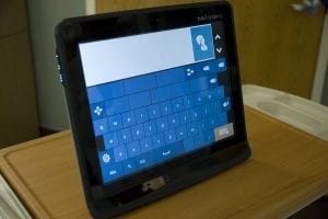 The Tobii Dynavox in virtual-keyboard mode.