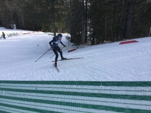 Waverly Gebhardt competes in a cross country ski race.