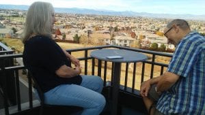 Bob and Barbara Laugh on balcony at Lone Tree.