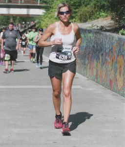 Nicole Fowler during the 2016 Santa Rosa Marathon. Her time was fast enough to qualify for the Boston Marathon.