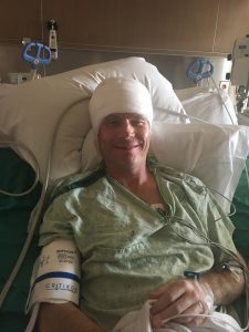 This is a photo of Todd Danielson following brain surgery at UCHealth University of Colorado Hospital.