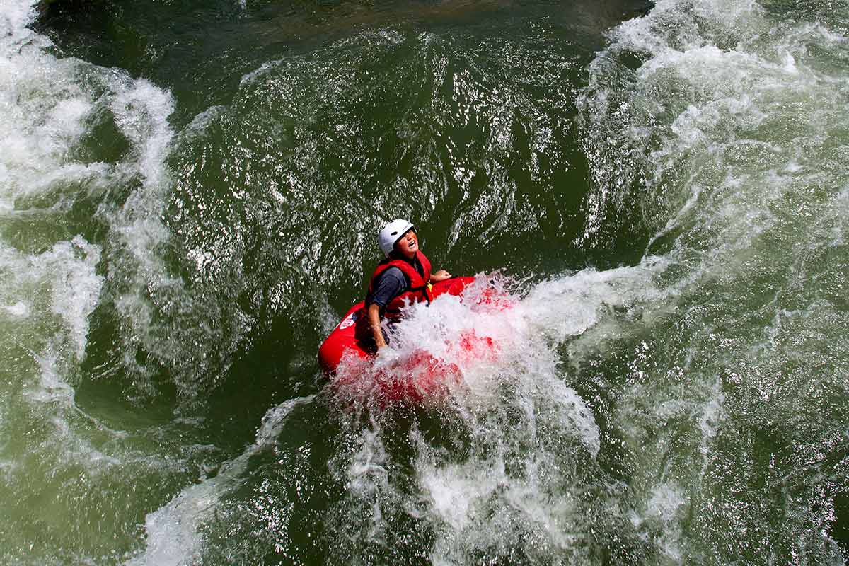tuber enjoys one of the great colorado tubing floats in Montrose, Colorado.