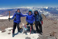 The three members of the Boardman family on the summit of Aconcagua