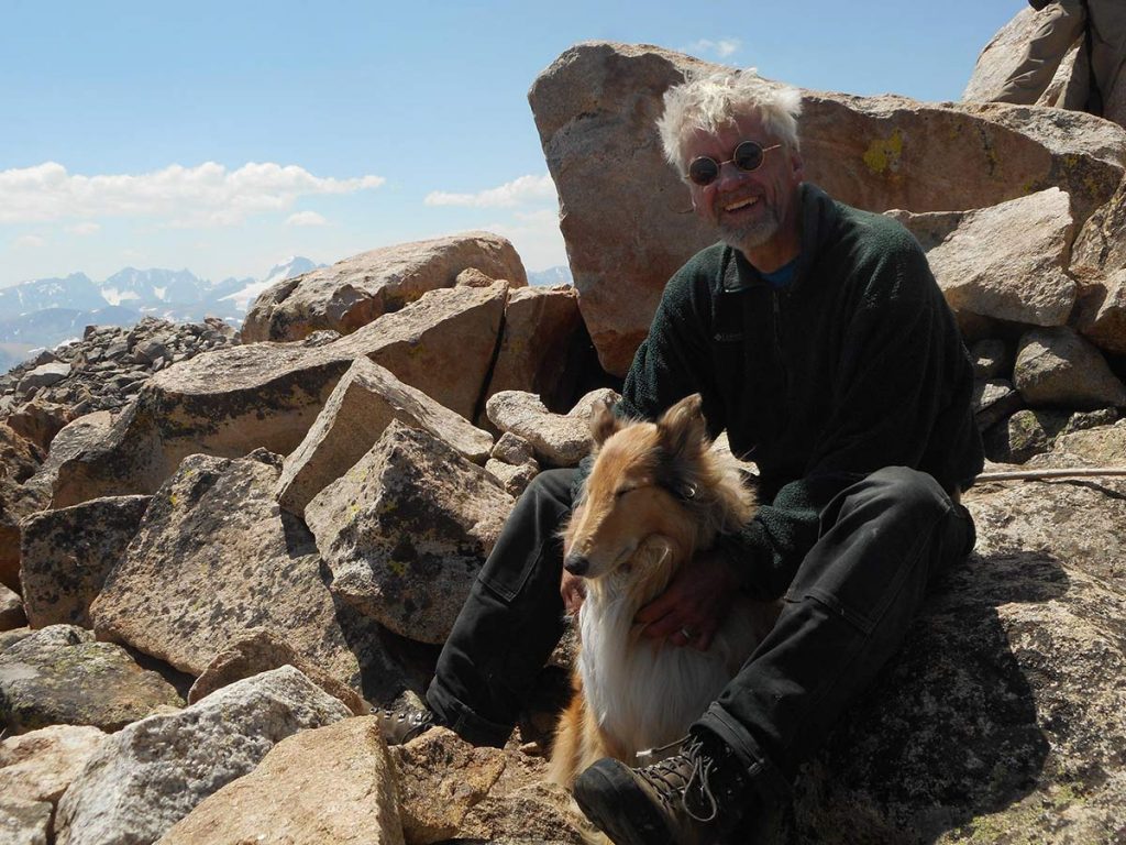Joe Boardman backpacking with his dogs