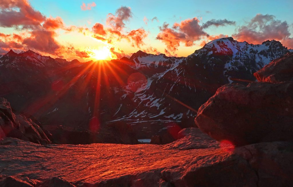 Sunset from Aconcagua in Argentina.