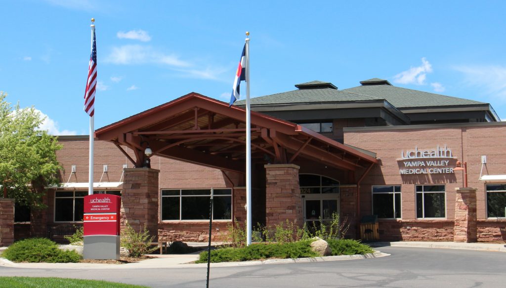 This is a photo of the front entrance of UCHealth Yampa Valley Medical Center.