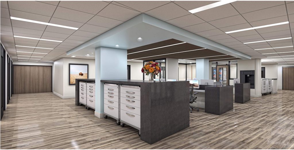 This is a rendering of the care team space that will be in UCHealth Yampa Valley Medical Center's emergency department following renovation.
