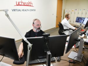 A UCHealth employee works in the Virtual Health Center. The tools will be used to enhance behavioral health care for patients in Colorado.