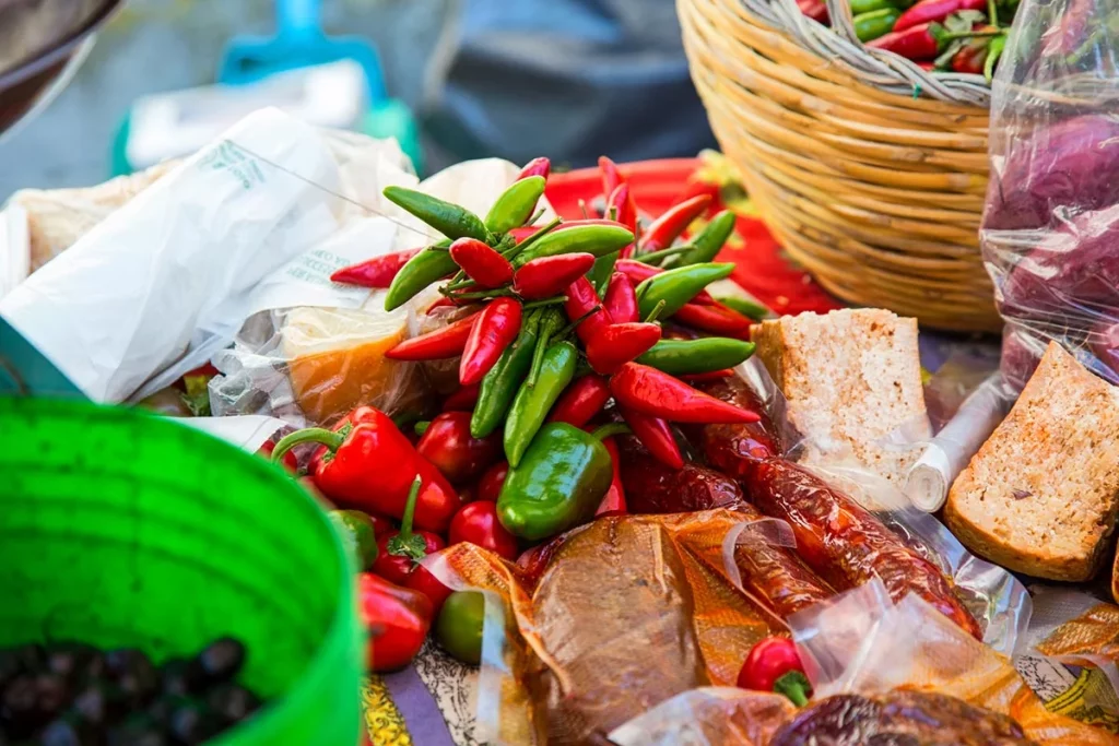 a variety of fresh chile peppers