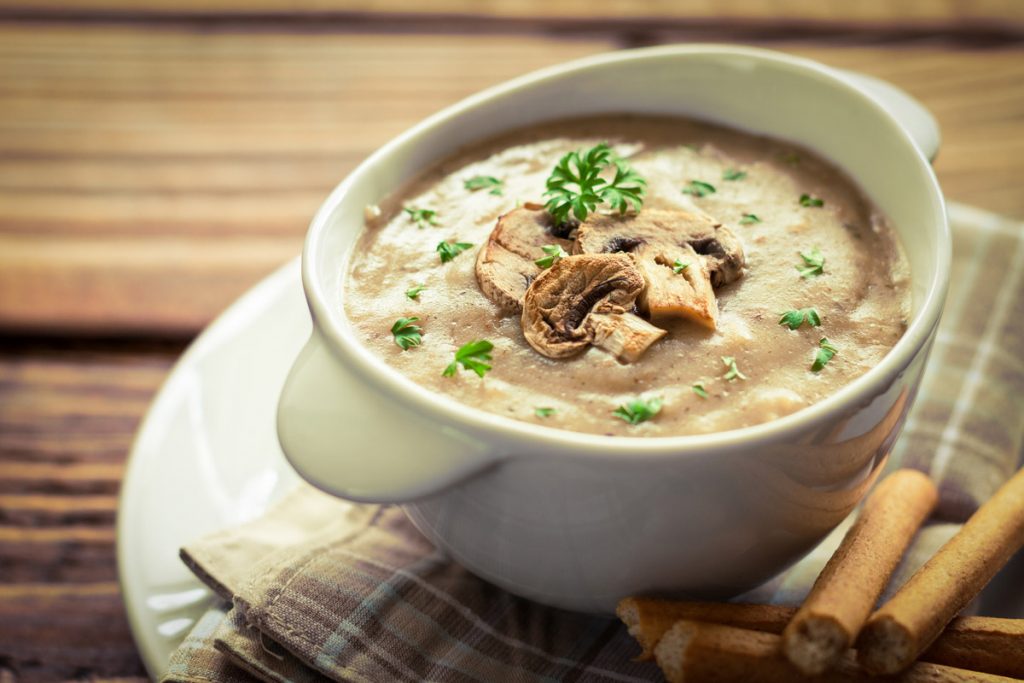 add flavor with mushrooms - bowl of mushroom soup