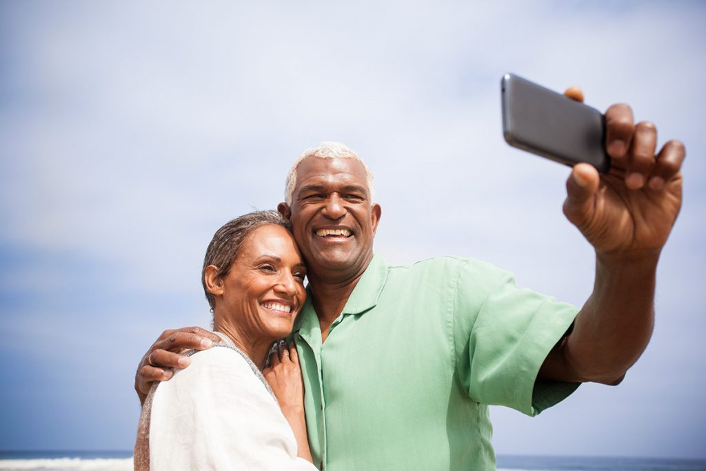 Two seniors take a selfie
