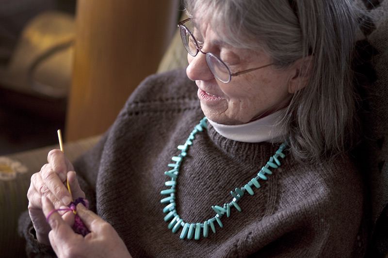 woman knits