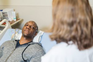 man getting EKG at UCHealth. Medical emergency during pandemic should not be ignored.