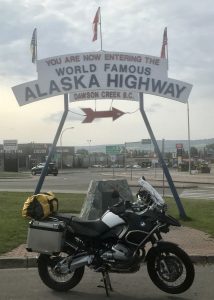 A photo of the World Famous Alaska Highway sign at Dawson Creek, B.C.