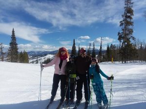 Elizabeth Wethington (far left) skis with (from left) son James, husband Mark and daughter Margarita. Photo courtesy of Elizabeth Wethington.
