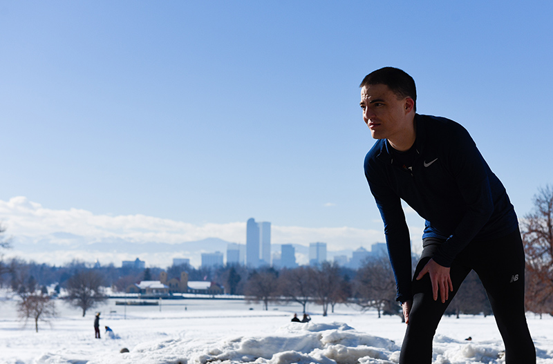 born with a heart defect, Matt Johnston took up running. Here he poses in Denver's City Park