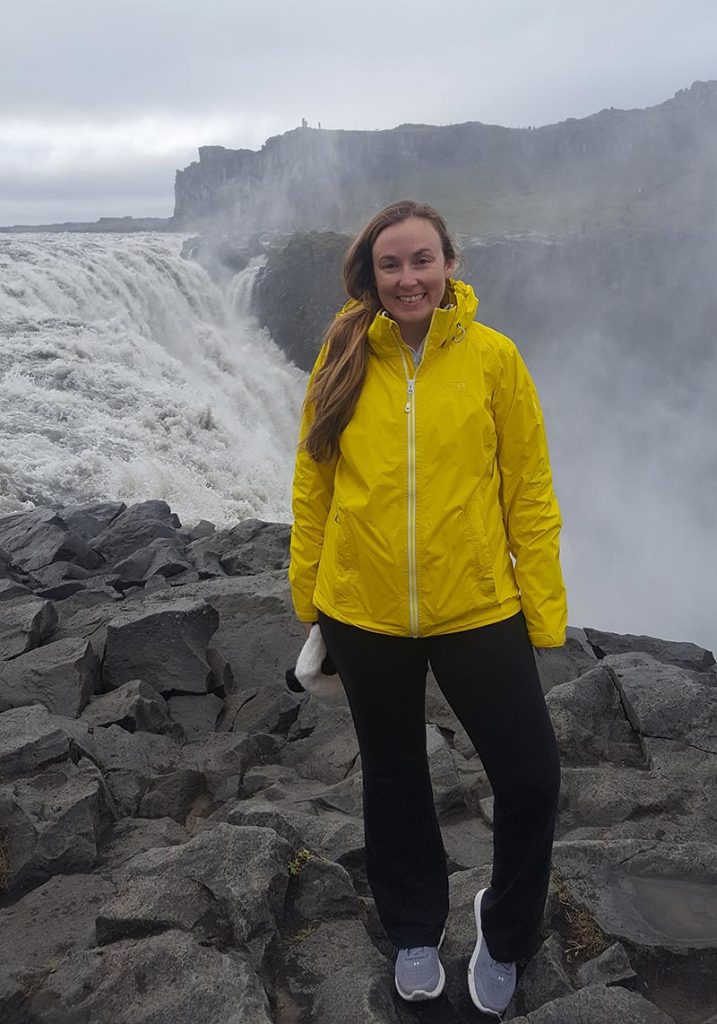 Meghan McKenna poses in Iceland. She benefited from a needle arthroscopy to get a quick diagnosis of her knee problem without needing general anesthesia.