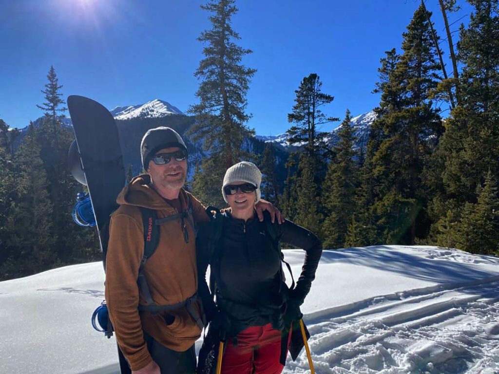 Wim Haverhals and wife Kristi on the way up Santa Fe Peak in early December, 2020, limb-lengthening surgery..