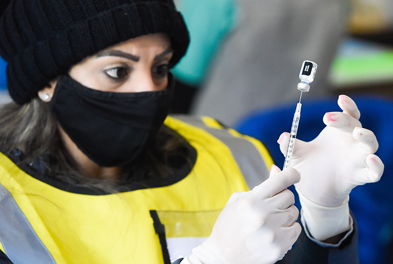 Chastity Montoya was part of the team that prepared doses for the mass vaccination event on Jan. 30 and 31.