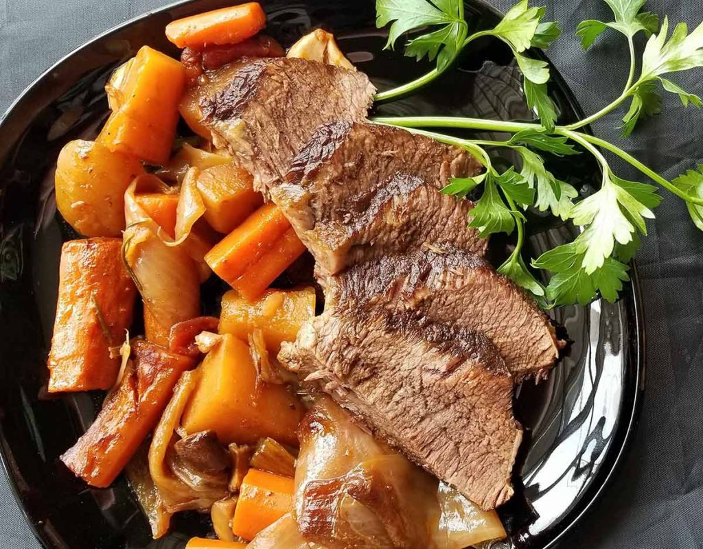 The stracotto (Italian) pot roast served.