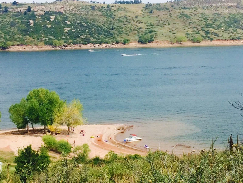 A view of Horsetooth Reservoir from Shoreline Trail in Lory State Park, Colorado. 