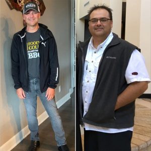 Brian Rodgers before and after starting plant-based eating.