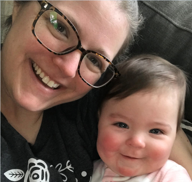 Anna Spiessbach with her baby girl, Rylie, who she was pregnant with during her diagnosis of tongue cancer.