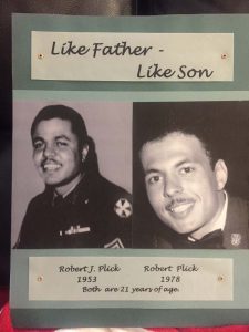 Robert Plick, right, and his dad, Robert J. Plick, in pictures taken when both were 21 years old. The resemblance was more than physical. Photo courtesy of Robert Plick.