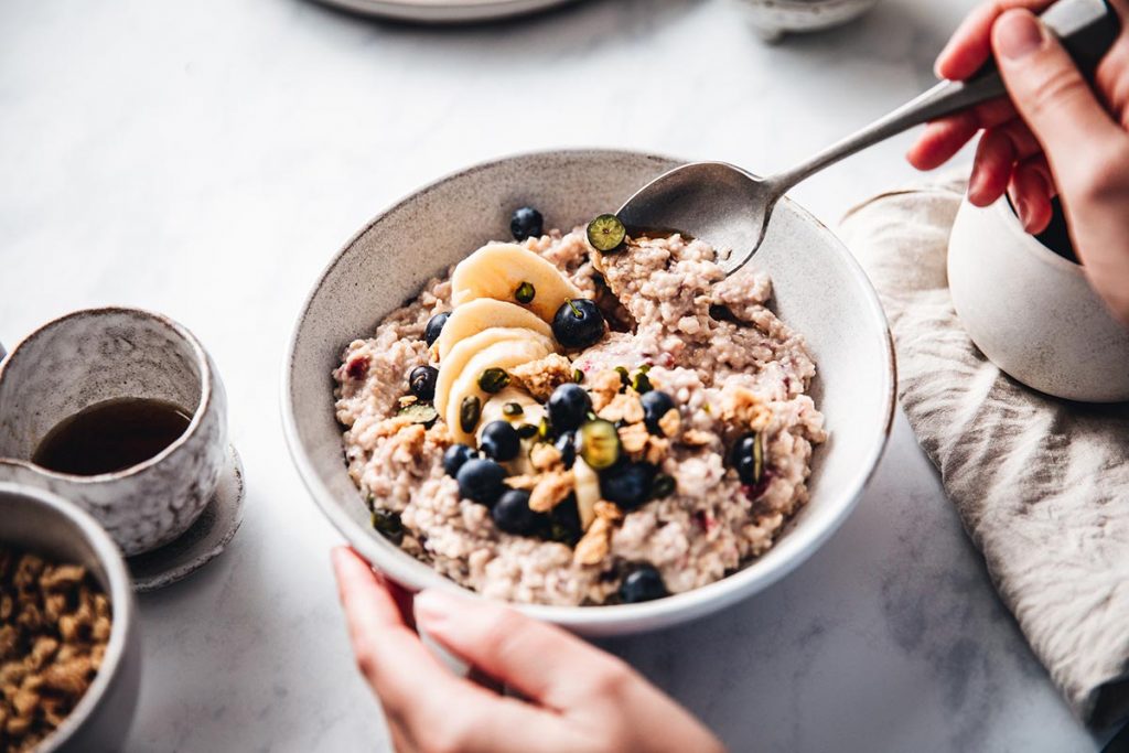 bowl of oatmeal. Good nutrition will help build up your immune system.